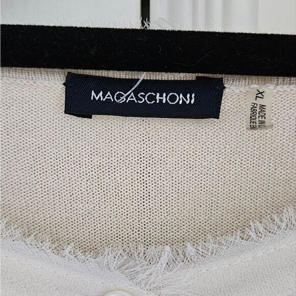 Silk + Cashmere Magaschoni Elegant Cream Cardigan Sweater - Picture 6 of 6